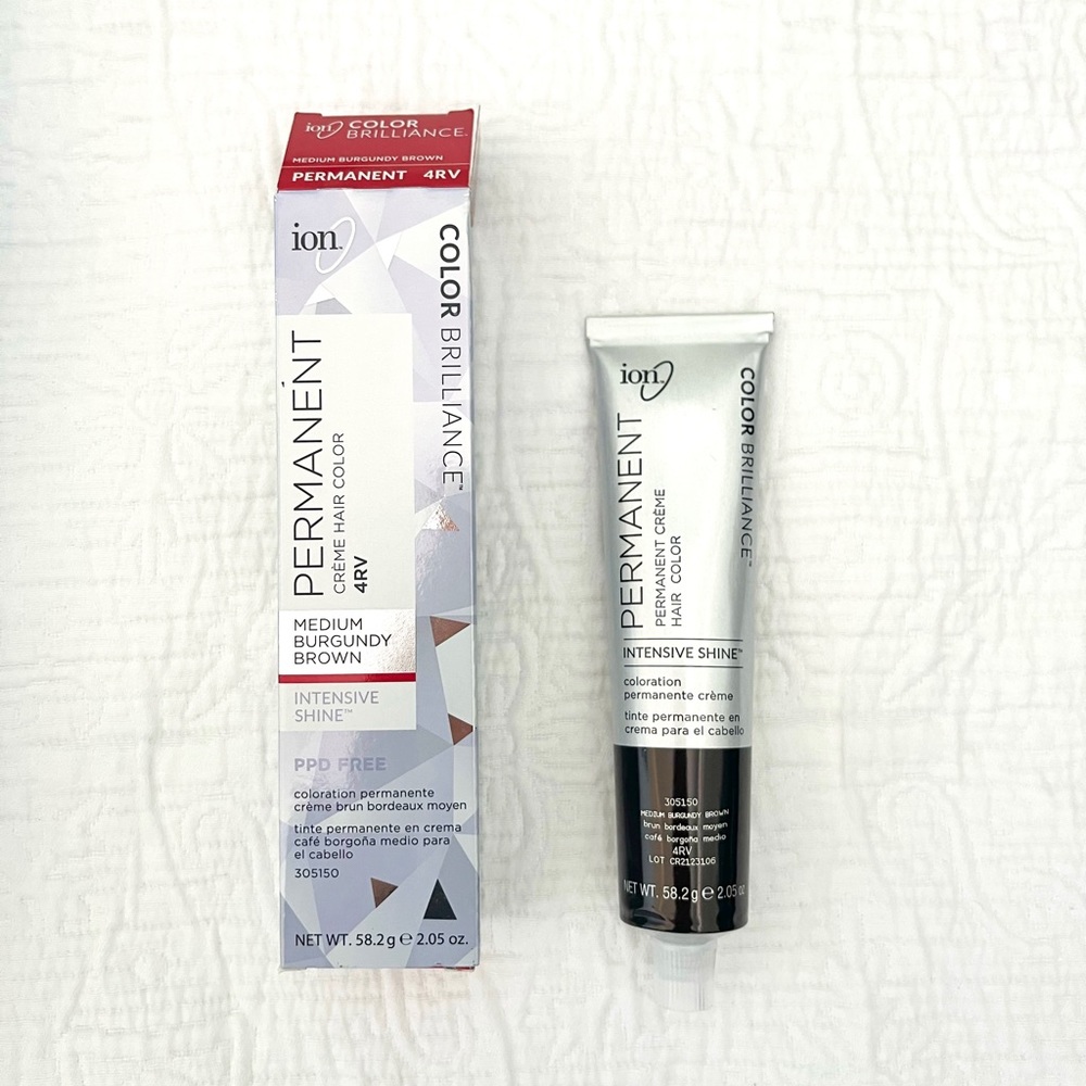 NEW Ion 4RV Medium Burgundy Brown Permanent Creme Hair Color